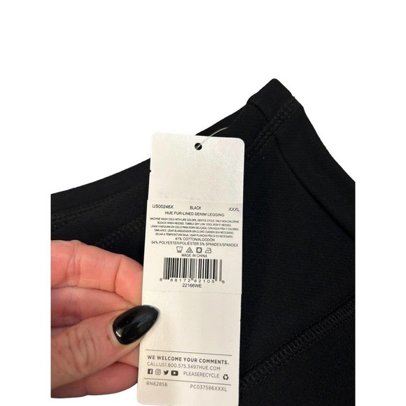 HUE Black Furry Lined Denim Legging Plus Size XXXL activewear pants NWT - Picture 5 of 6